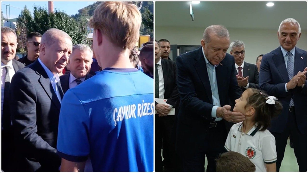 Cumhurbaşkanı Erdoğan, Çaykur Rizespor Futbol Kulübü ve Rize Çay İlkokulunu ziyaret etti