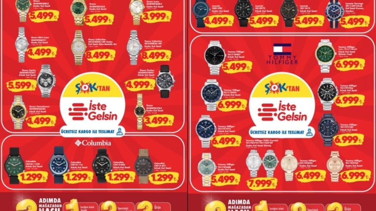 ŞOK Market ÇILDIRDI! Lacoste, Tommy Hilfiger, Guess ve Columbia saatler dev indirimde
