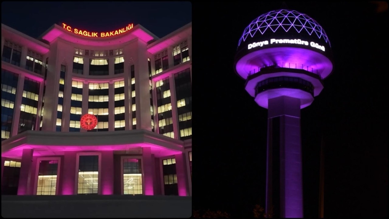 Sağlık Bakanlığı ve Atakule, Dünya Prematüre Günü dolayısıyla mor renkle ışıklandırıldı