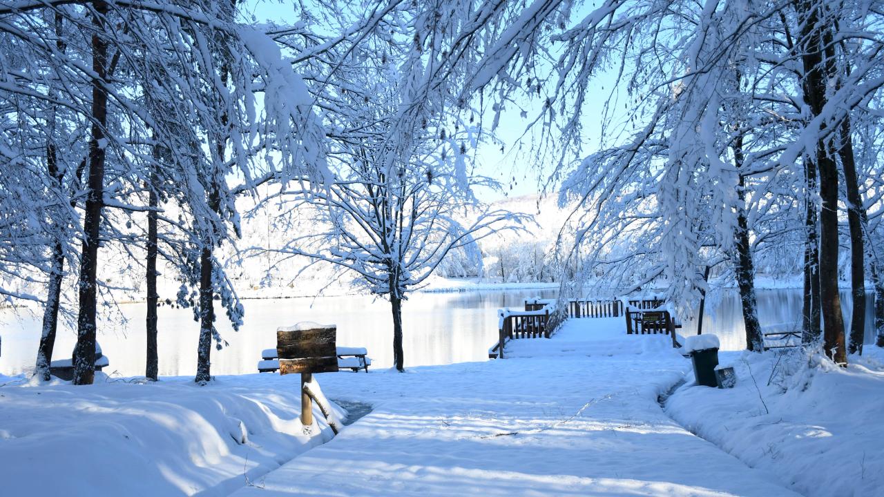 Düzce Korugöl Tabiat Parkı karla kaplandı