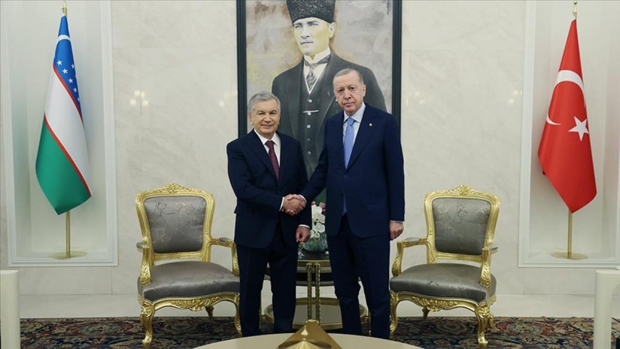 Cumhurbaşkanı Erdoğan, Özbekistan Cumhurbaşkanı Mirziyoyev ile bir araya geldi