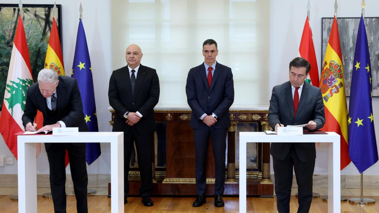 Lübnan Cumhurbaşkanı Avn, İspanya'da Başbakan Sanchez ve Kral 6. Felipe ile görüştü