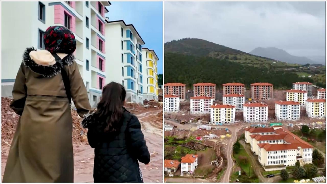 Bakan Kurum, Sındırgı'daki afet konutları ile hak sahibi vatandaşların görüntülerini paylaştı