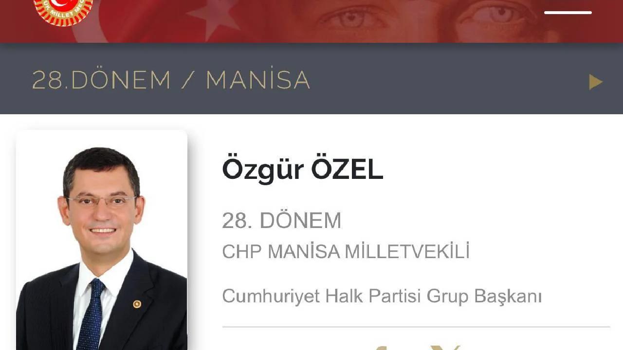 TBMM'nin internet sitesinde Özgür Özel'in unvanı CHP Grup Başkanı olarak değiştirildi
