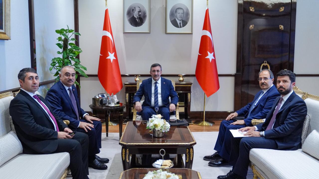 Cumhurbaşkanı Yardımcısı Yılmaz, görev süresi dolan Azerbaycan Büyükelçisi Memmedov'u kabul etti