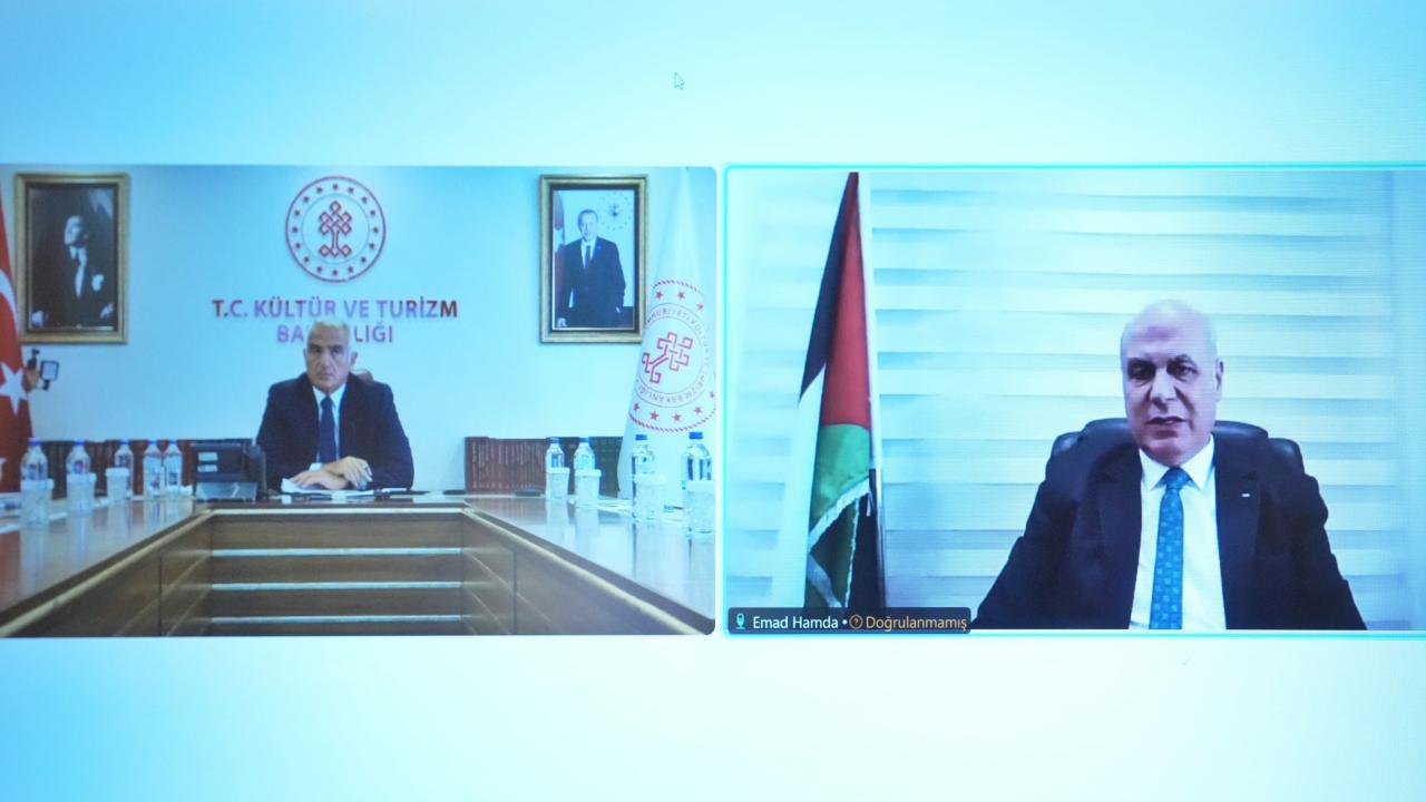 Kültür ve Turizm Bakanı Ersoy, Filistin Kültür Bakanı Hamdan ile görüştü